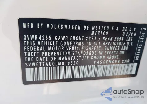 2020 Volkswagen Golf Gti 2.0T Autobahn/2.0T S/2.0T Se z USA, uszkodzony, nr VIN 3VW5T7AU0LM010520